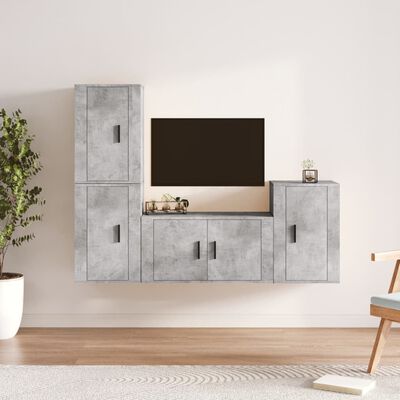 vidaXL Ensemble de meubles TV 4 pcs Gris béton Bois d'ingénierie