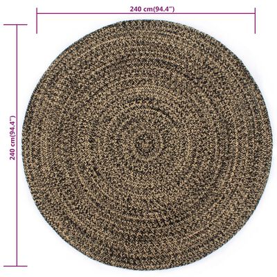 vidaXL Tapis fait à la main Jute Noir et marron 240 cm