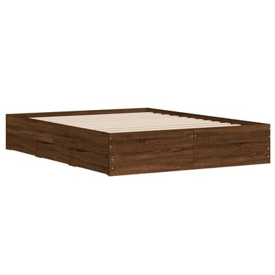 vidaXL Cadre de lit avec tiroirs sans matelas chêne marron 140x190 cm