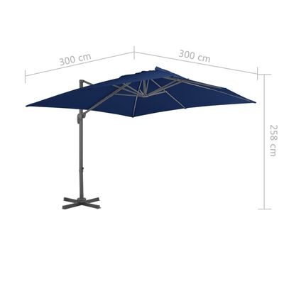 vidaXL Parasol de jardin en porte-à-faux et mât en aluminium bleu azur