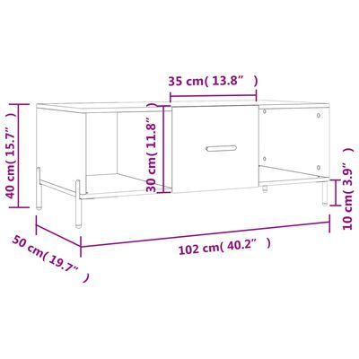 vidaXL Table basse chêne sonoma 102x50x40 cm bois d'ingénierie