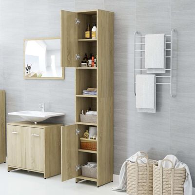 vidaXL Armoire de salle de bain Chêne sonoma 30x30x183,5 cm Aggloméré