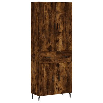 vidaXL Buffet haut Chêne fumé 69,5x34x180 cm Bois d'ingénierie