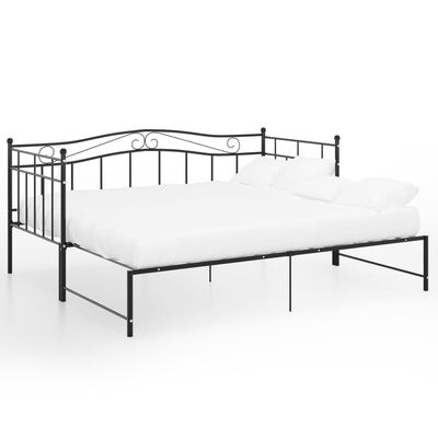 vidaXL Cadre de canapé-lit extensible sans matelas Noir Métal 90x200cm