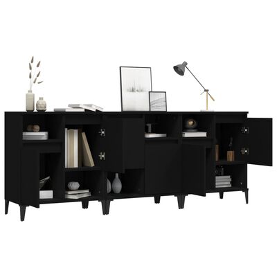 vidaXL Buffets 3 pcs noir 60x35x70 cm bois d'ingénierie