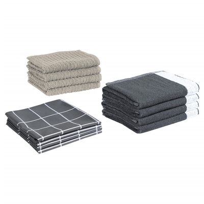 vidaXL Ensemble de serviettes 12 pcs gris coton