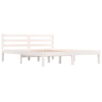 vidaXL Cadre de lit Bois de pin massif 150x200 cm Blanc très grand