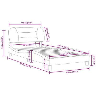 vidaXL Cadre de lit avec lumières LED noir blanc 100x200 cm similicuir