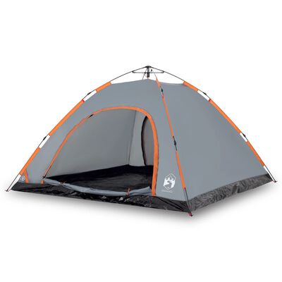 vidaXL Tente de camping 5 personnes gris et orange libération rapide