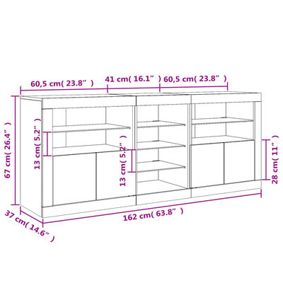 vidaXL Buffet avec lumières LED blanc 162x37x67 cm