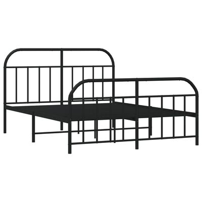 vidaXL Cadre de lit métal sans matelas avec pied de lit noir 140x200cm