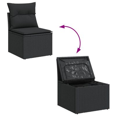 vidaXL Chaise de jardin sans accoudoirs avec coussins noir poly rotin