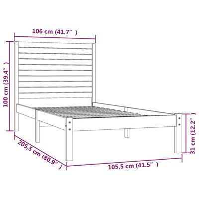 vidaXL Cadre de lit sans matelas blanc 100x200 cm bois massif