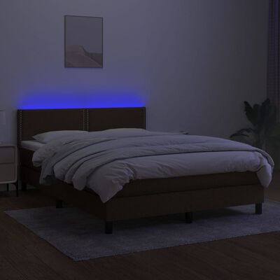 vidaXL Sommier à lattes de lit matelas et LED Marron foncé 140x200 cm