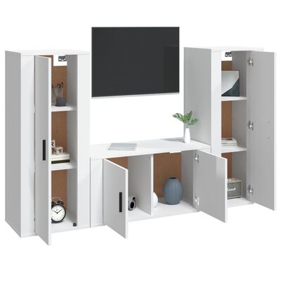 vidaXL Ensemble de meubles TV 3 pcs Blanc brillant Bois d'ingénierie