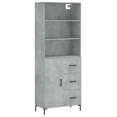 vidaXL Buffet haut Gris béton 69,5x34x180 cm Bois d'ingénierie