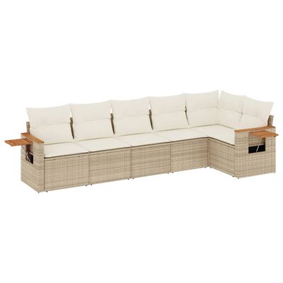 vidaXL Salon de jardin avec coussins 6 pcs beige résine tressée