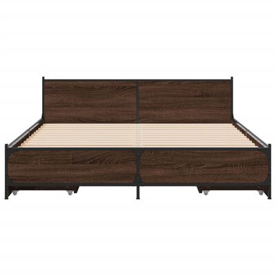 vidaXL Cadre de lit avec tiroirs sans matelas chêne marron 140x190 cm