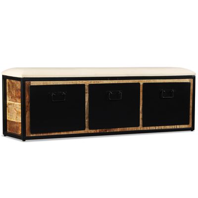 vidaXL Banc de rangement avec 3 tiroirs Bois de manguier 120x30x40 cm