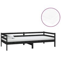 vidaXL Lit de repos avec matelas 90x200 cm Noir Bois de pin massif