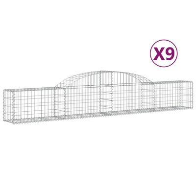 vidaXL Paniers à gabions arqués 9 pcs 300x30x40/60 cm fer galvanisé