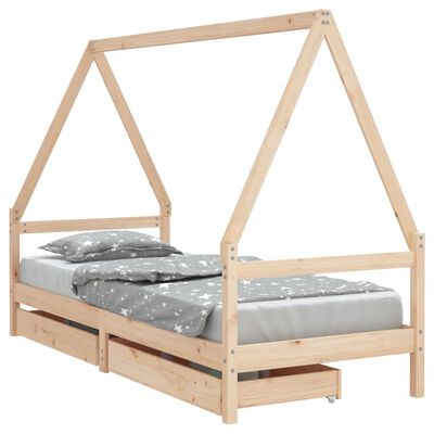 vidaXL Cadre de lit pour enfants gris 80x200 cm bois de pin massif