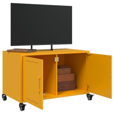 vidaXL Meuble TV jaune moutarde 68x39x43,5 cm acier