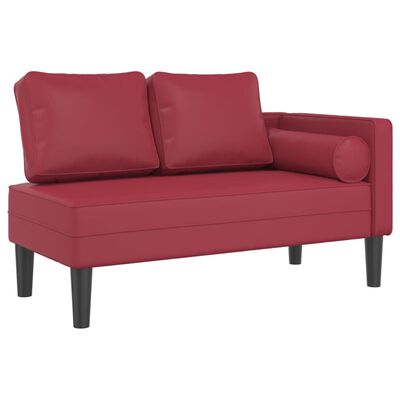 vidaXL Chaise longue avec coussins rouge bordeaux similicuir