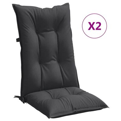 vidaXL Coussins de chaise à dossier haut lot de 2 anthracite mélangé