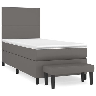 vidaXL Sommier à lattes de lit avec matelas Gris 90x200 cm Similicuir