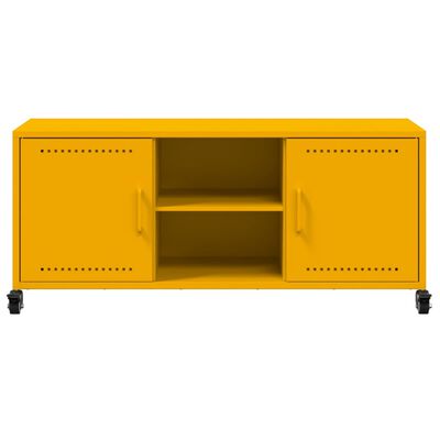 vidaXL Meuble TV jaune moutarde 100,5x39x43,5 cm acier