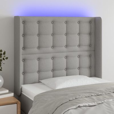 vidaXL Tête de lit à LED Gris clair 103x16x118/128 cm Tissu