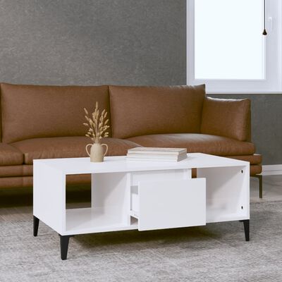 vidaXL Table basse Blanc brillant 90x50x36,5 cm Bois d'ingénierie