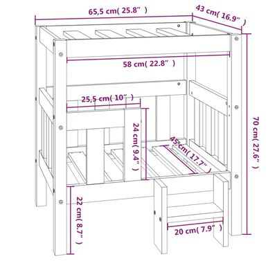 vidaXL Lit pour chien Blanc 65,5x43x70 cm Bois de pin solide