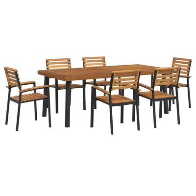 vidaXL Ensemble à manger de jardin 7 pcs bois d'acacia solide et métal