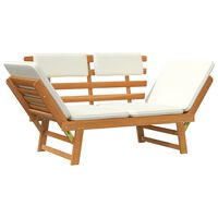 vidaXL Banc de jardin avec coussins 2-en-1 190 cm Bois d'acacia massif