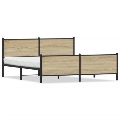 vidaXL Cadre de lit en métal sans matelas chêne sonoma 193x203 cm