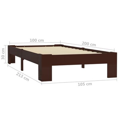 vidaXL Cadre de lit sans matelas marron foncé pin massif 100x200 cm