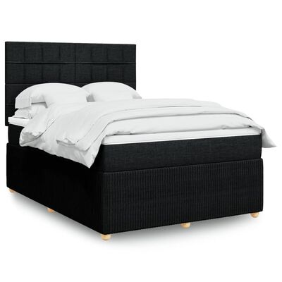 vidaXL Sommier à lattes de lit avec matelas Noir 140x200 cm Tissu