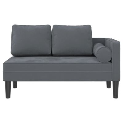 vidaXL Chaise longue avec coussins gris foncé velours