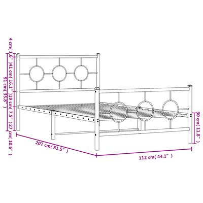 vidaXL Cadre de lit métal sans matelas avec pied de lit noir 107x203cm