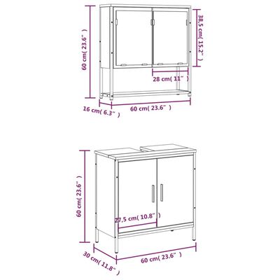 vidaXL Ensemble de meubles de salle de bain 2 pcs Chêne fumé