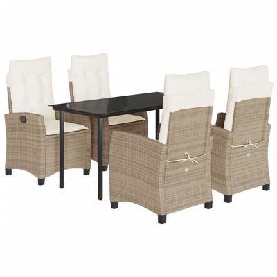 vidaXL Ensemble à manger de jardin avec coussins 5pcs Beige poly rotin