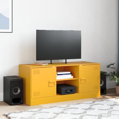 vidaXL Meuble TV jaune moutarde 99x39x44 cm acier