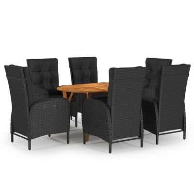 vidaXL Ensemble de salle à manger de jardin 7 pcs Noir