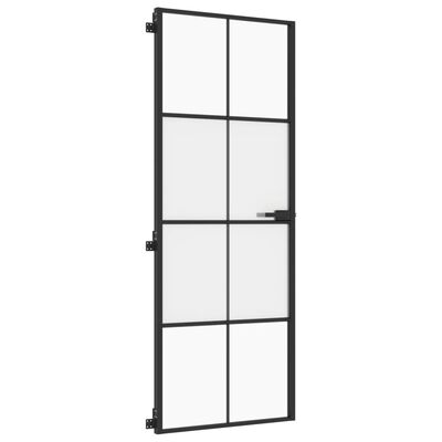 vidaXL Porte intérieure mince noir 76x201,5 cm verre trempé aluminium