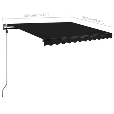 vidaXL Auvent manuel rétractable sur pied 300x250 cm Anthracite