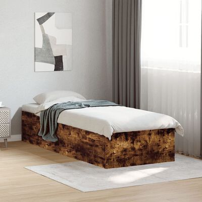 vidaXL Cadre de lit sans matelas chêne fumé 75x190cm bois d'ingénierie