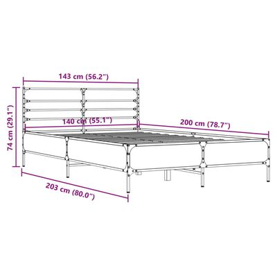 vidaXL Cadre de lit sans matelas chêne fumé 140x200 cm