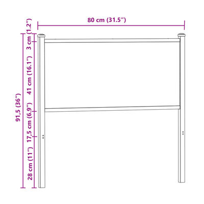 vidaXL Tête de lit chêne fumé 75 cm bois d'ingénierie et acier